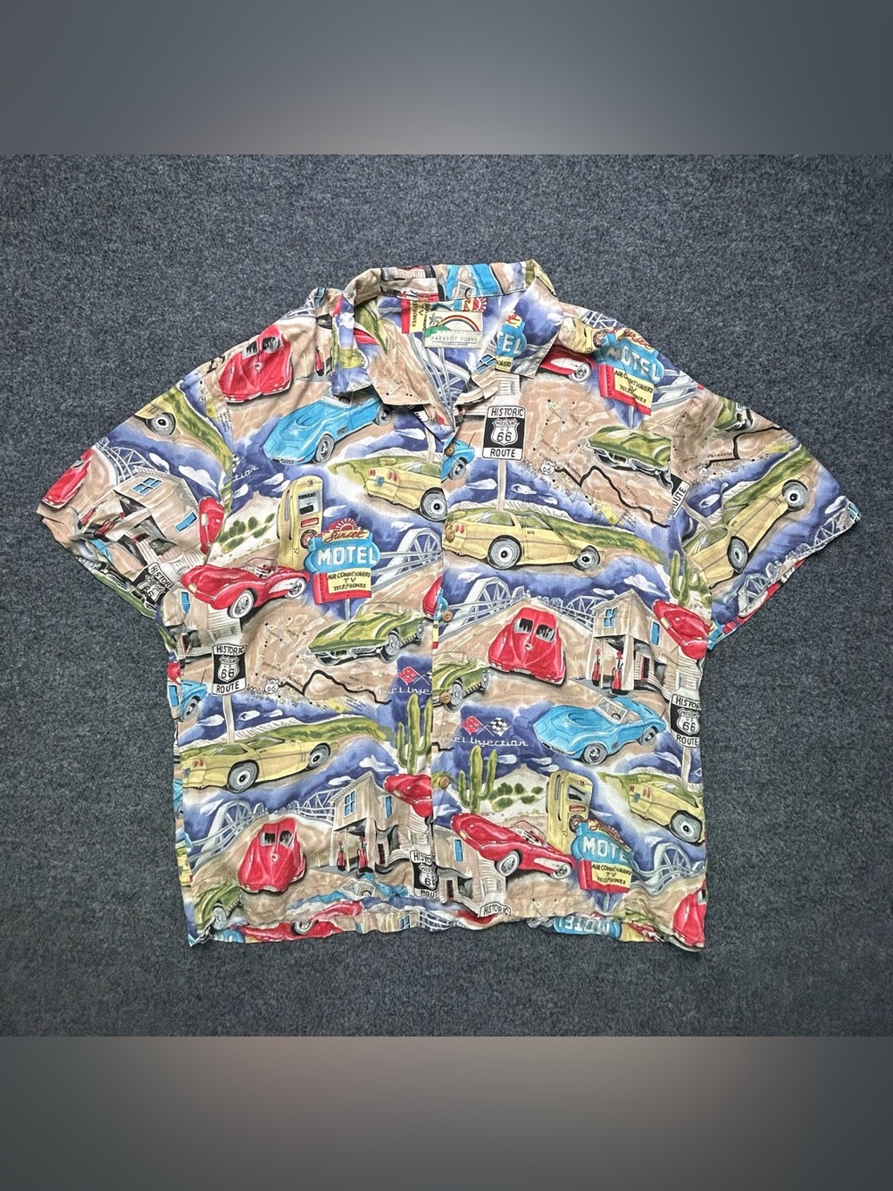 Paradise Found Route 66 vintage 90s button up shirt
